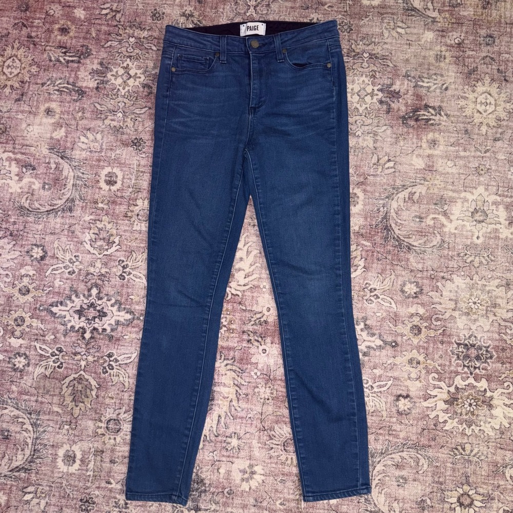 Paige Hoxton Ankle Frenchie Dark Wash High Rise Skinny Jeans Size 27